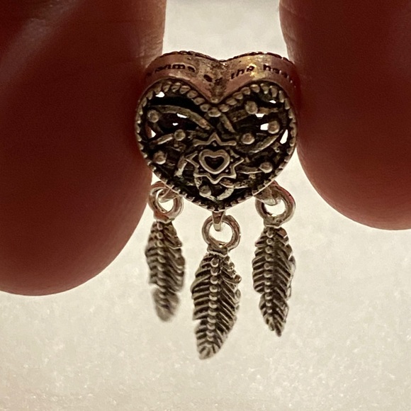 NEW•Silver Heart shaped Dreamcatcher DIY charm - Picture 4 of 5